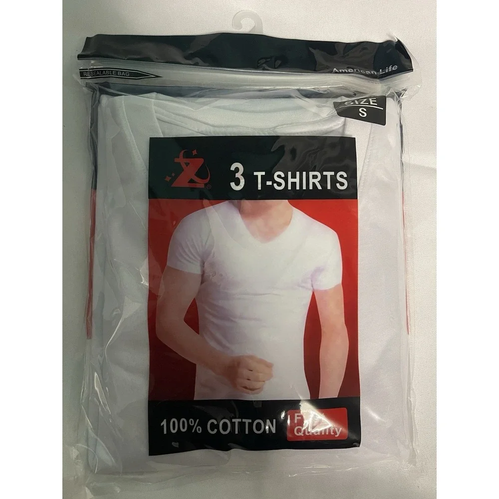 3-Pack Men's White 100% Cotton Crew Neck T-Shirts‎ 